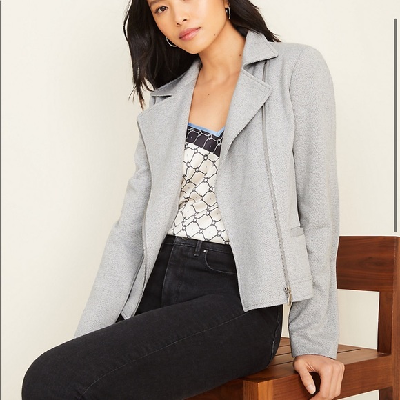 Ann Taylor Jackets & Blazers - Ann Taylor herringbone knit Moto jacket